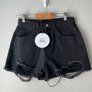 NWT Princess Polly Elise Shorts Black Denim Size 4